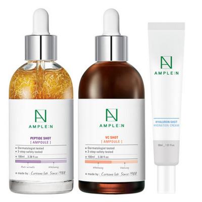 [Coreana] Ample:N Peptide Shot Ampoule 100ml + VC Shot Ampoule 100ml + Hyaluron Shot Cream 30ml Set