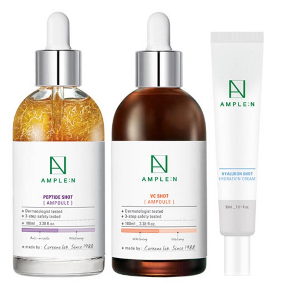

[Coreana] Ample:N Peptide Shot Ampoule 100ml + VC Shot Ampoule 100ml + Hyaluron Shot Cream 30ml Set