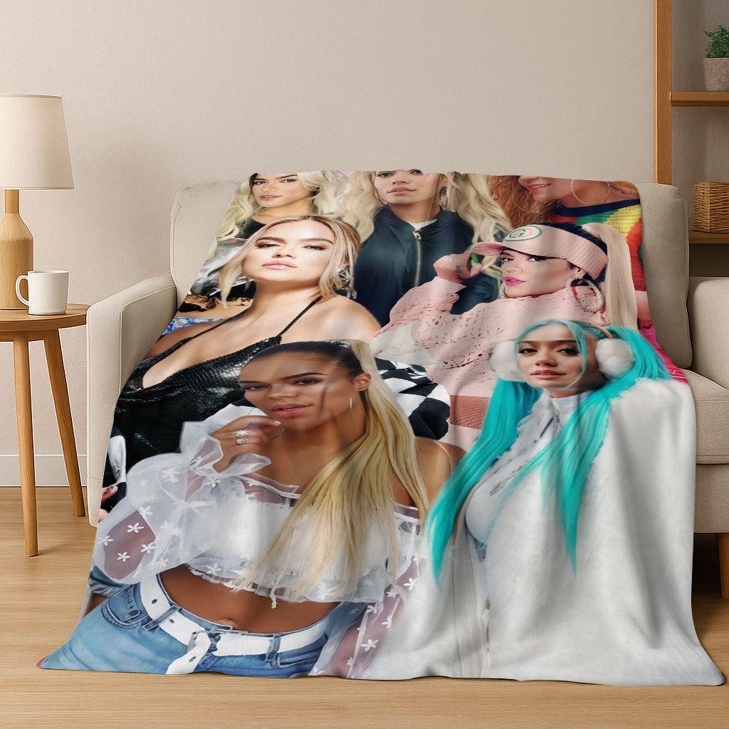 3D Karol G Singer Carolina G Art Flannel Blanket,Cozy Soft Throw Blanket for Home Bedroom Bed Sofa Picnic Office Cover Gift