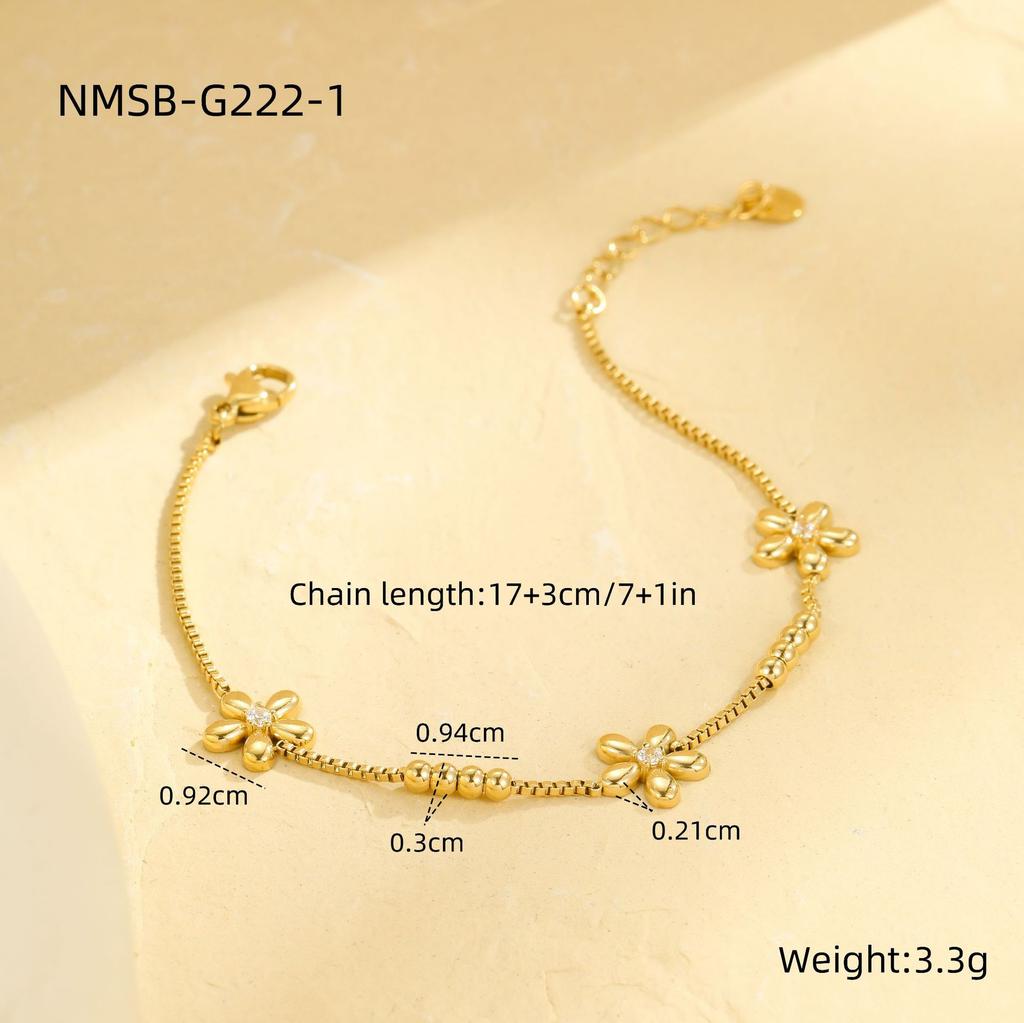 Popular New Products Flower Diamonds Fashion Light Luxury Stainless Steel Bracelet Versatile Simple Stacked Jewelry