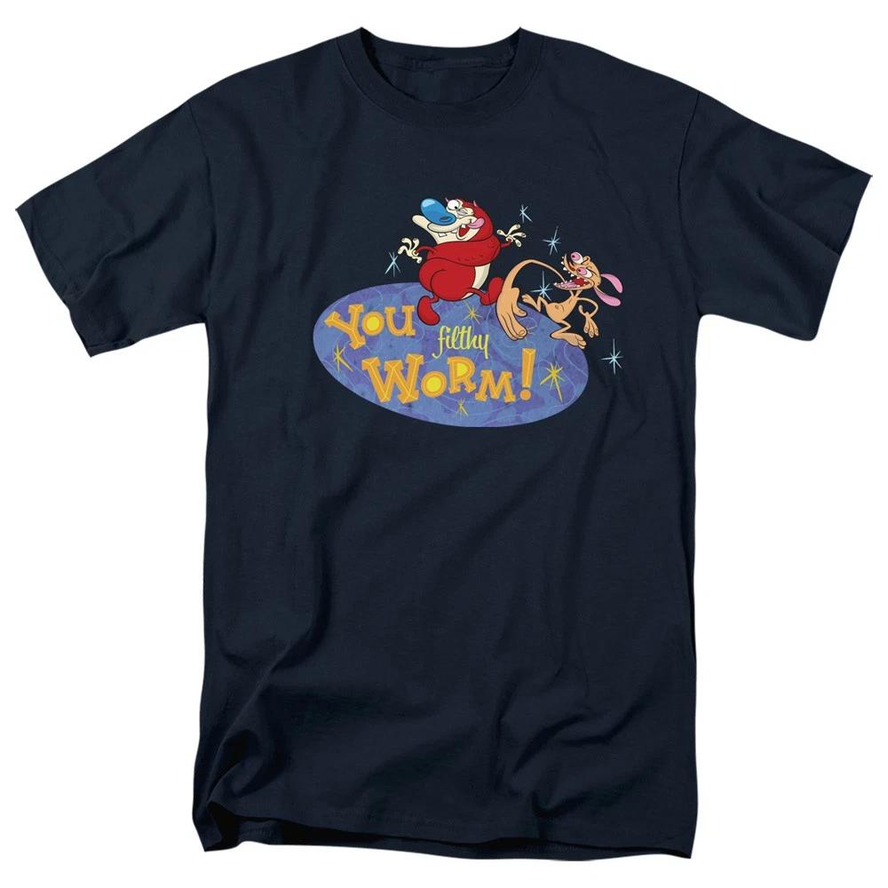 Ren And Stimpy - You Filthy Worm! -  Unisex Short Sleeve Children s T-shirt - Blue 100
