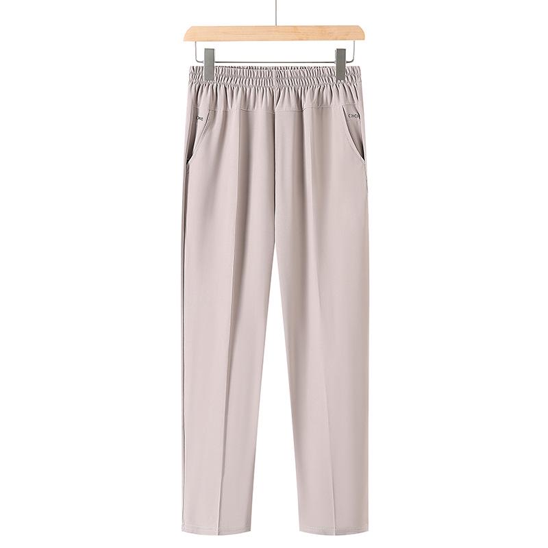 

Летние брюки из ледяного шелка с эластичной талией длиной 9/10 больших размеров для женщин среднего и пожилого возраста 5XL (suggested for 145-160 jin)