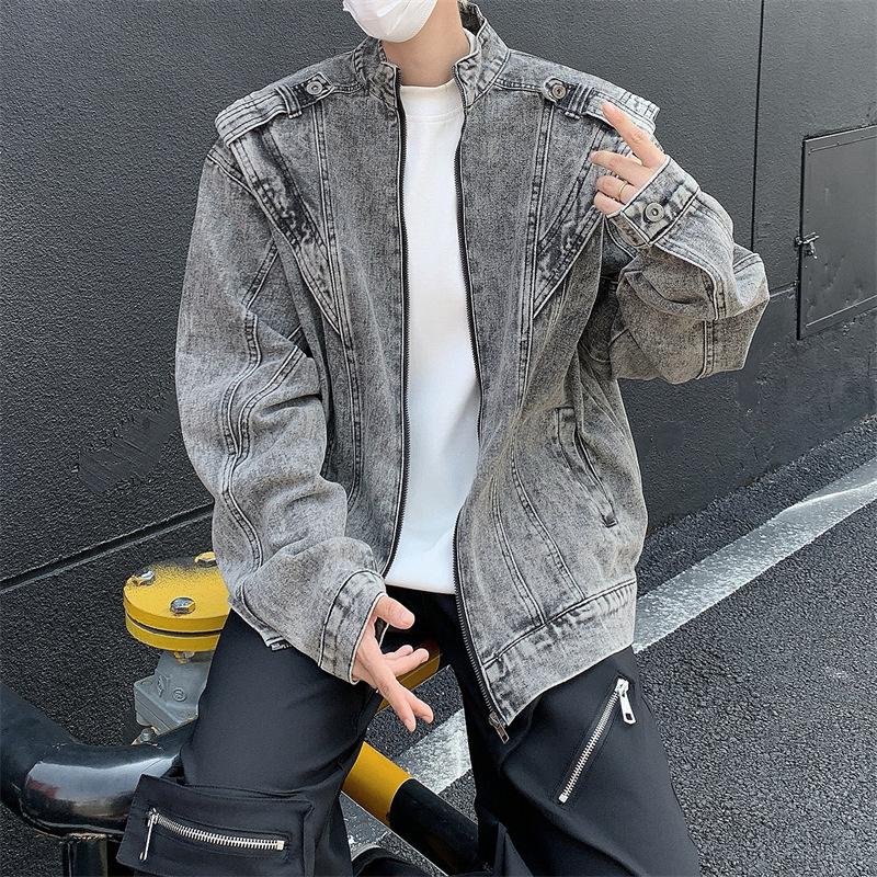 

Мужские американские винтажные потертые выстиранные модные куртки с воротником-стойкой для мужчин и женщин, джинсовые куртки, хулиганские мужские 3XL