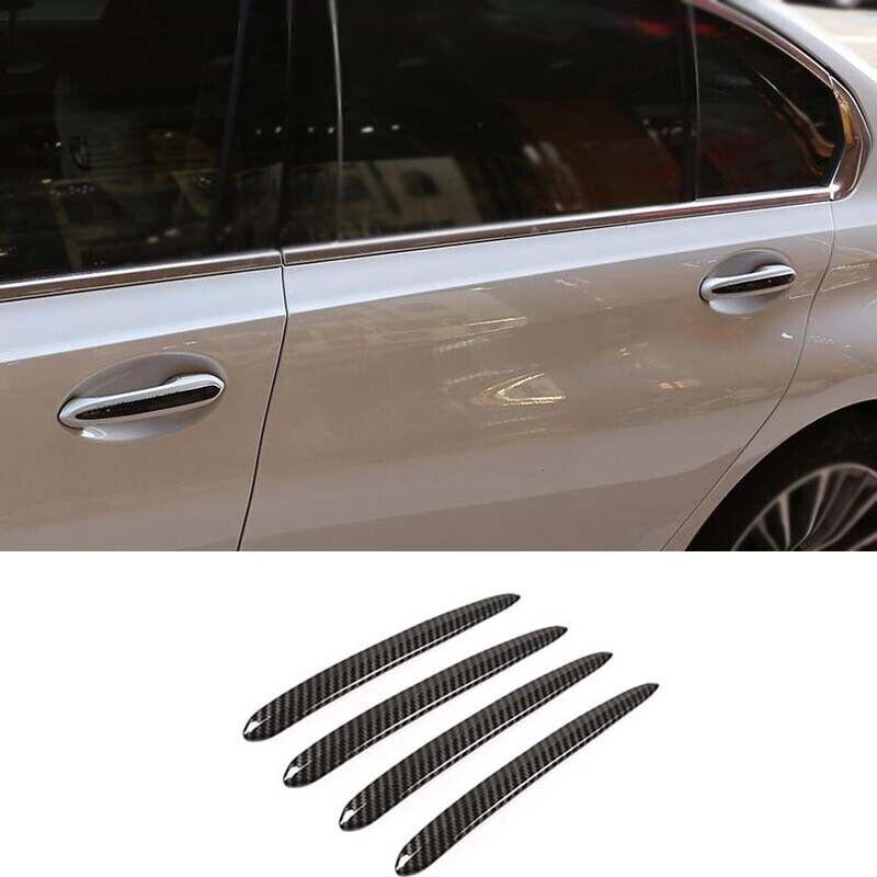 Cover Trim Exterior Side Door Handle For BMW 5 Series ABS Carbon Fiber 2018~2022