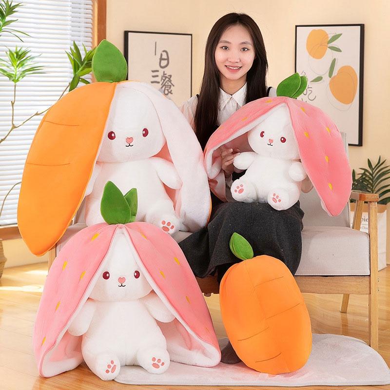 Creative Children's Bunny Doll-transforming Plush Toy With Carrot And Strawberry Options