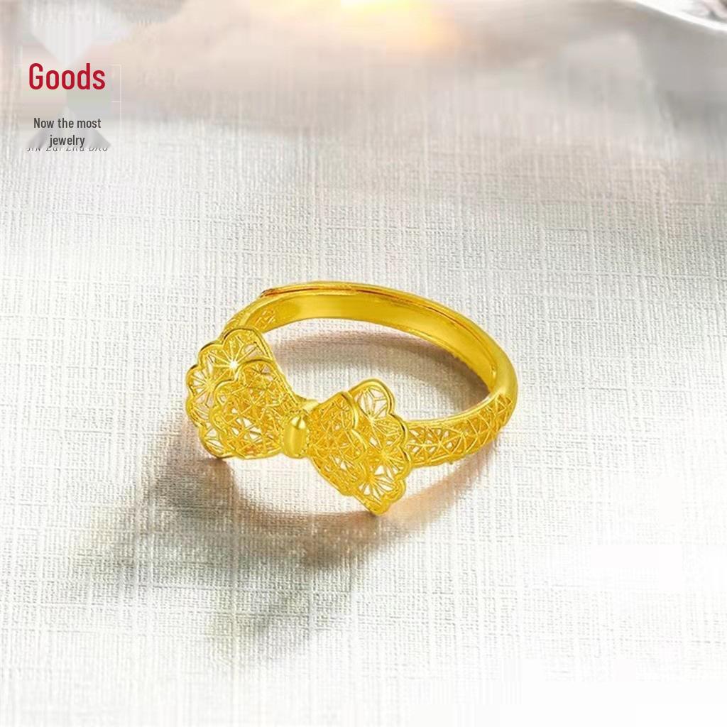 

Gold-Plated Simulated Butterfly Ring for Women, Light Luxury Collection