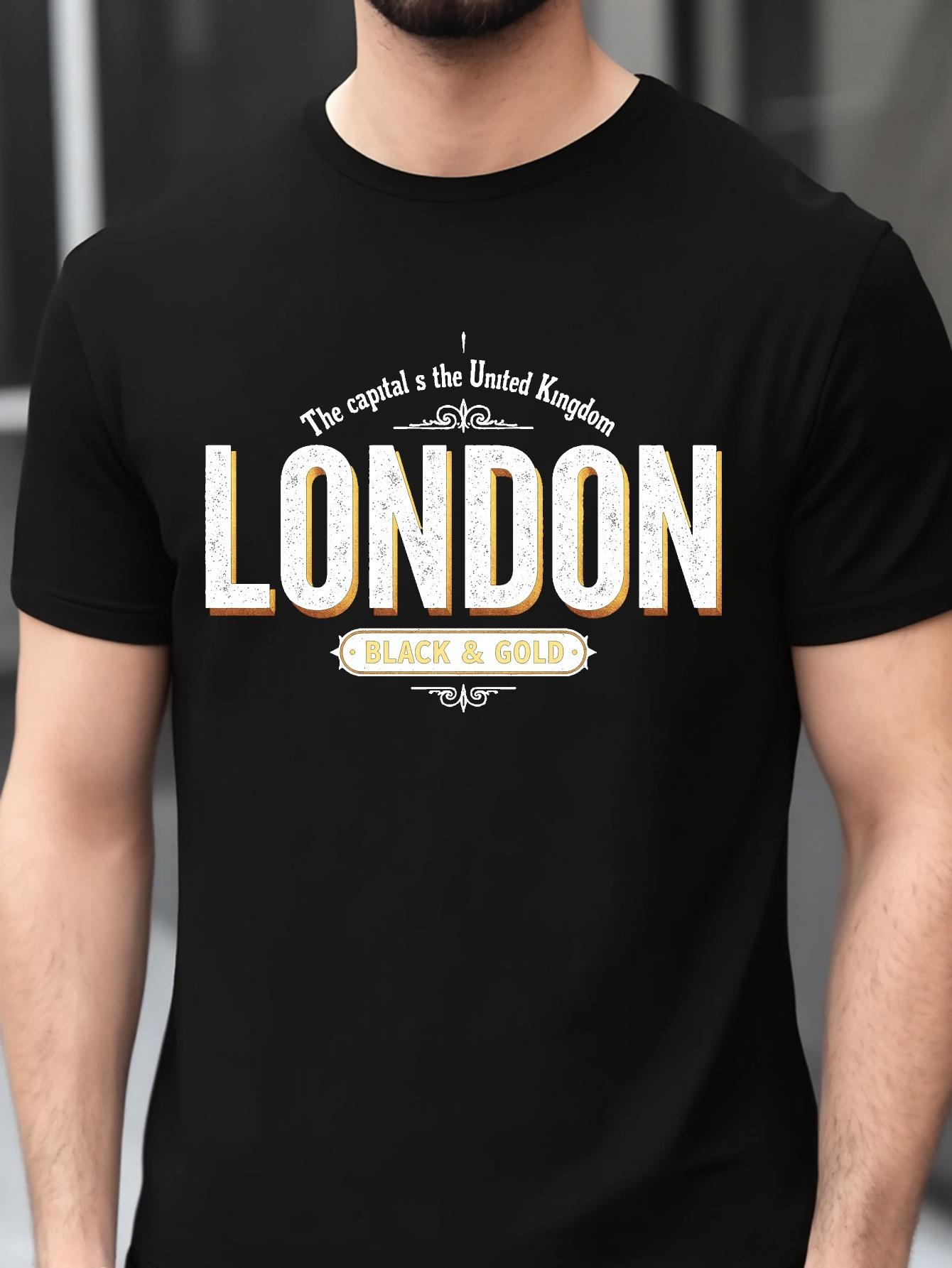 London Graphic T-shirt - Black & Golden Micro-Stretch Knit M
