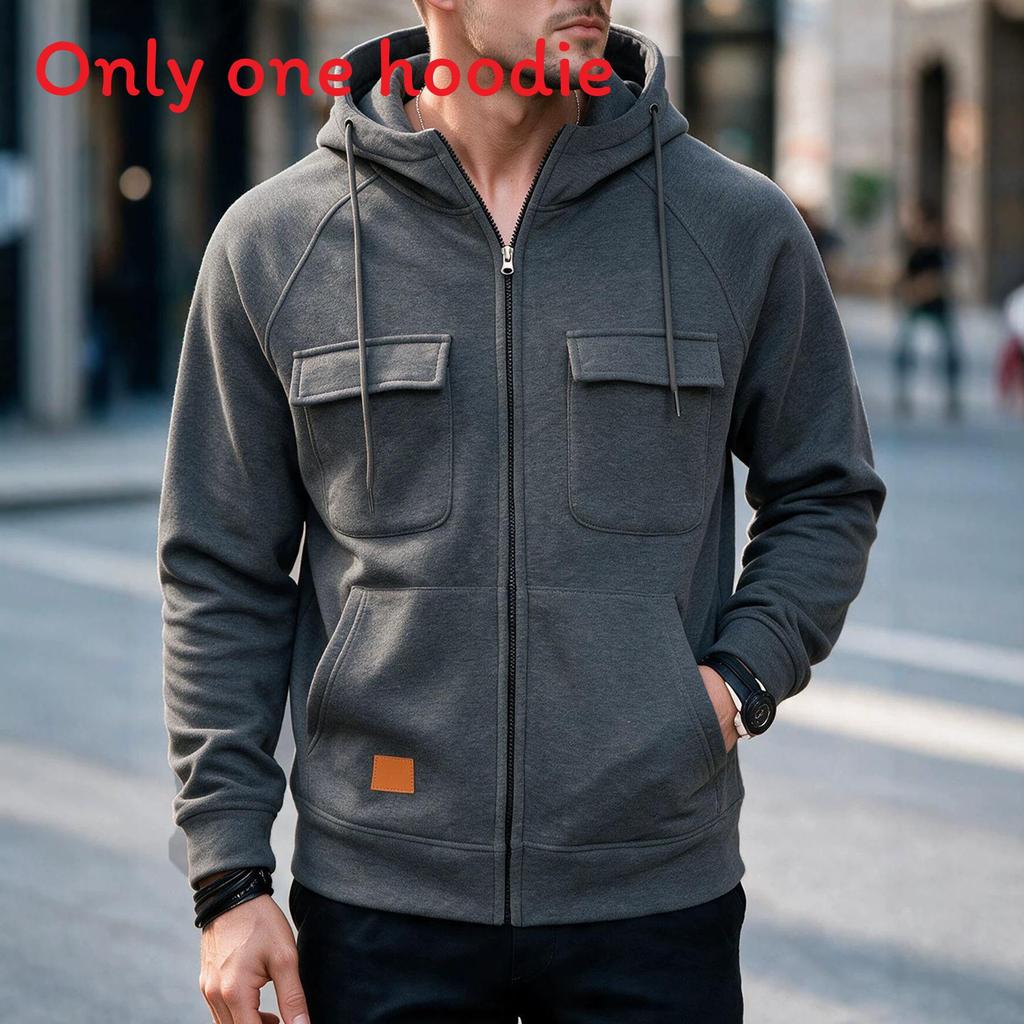 American Style Hoodie With Zipper Pockets For Casual Men Spring Autumn Wear