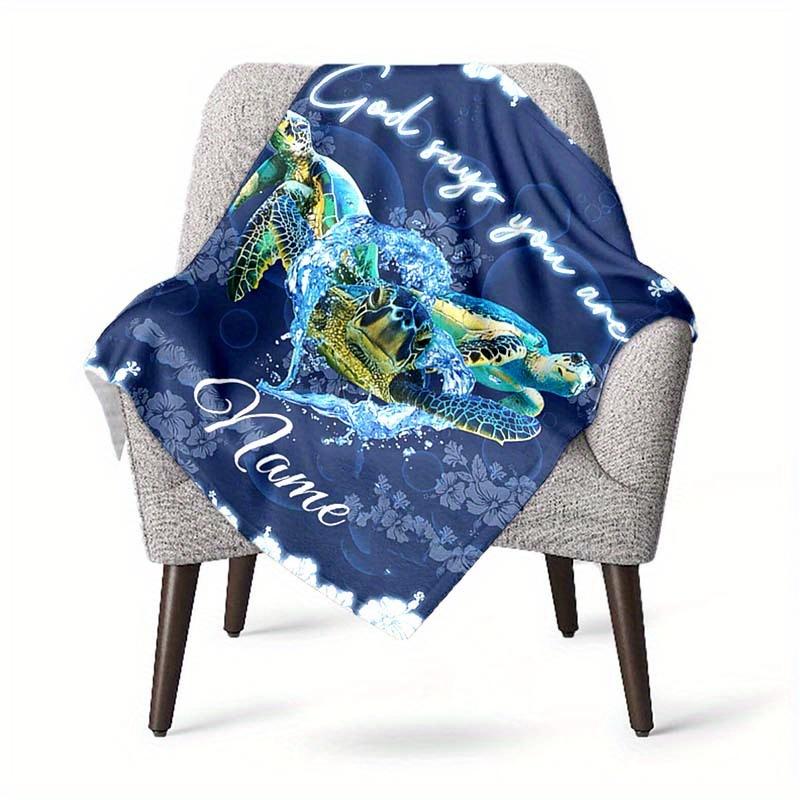 Sea Turtle Customize Your Name Blanket Used For Chair Office Sofa Bed Camping Soft And Warm Giving Friends And Relatives Birthday Graduation Gift