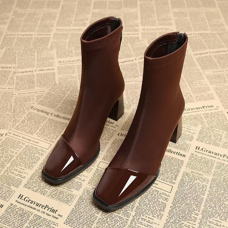 Fashion Women Ankle Boots Suede High Heels Fashion Shoes Chunky Motorcycle Boots Trend Winter New Pumps Botas Short Boot35-40