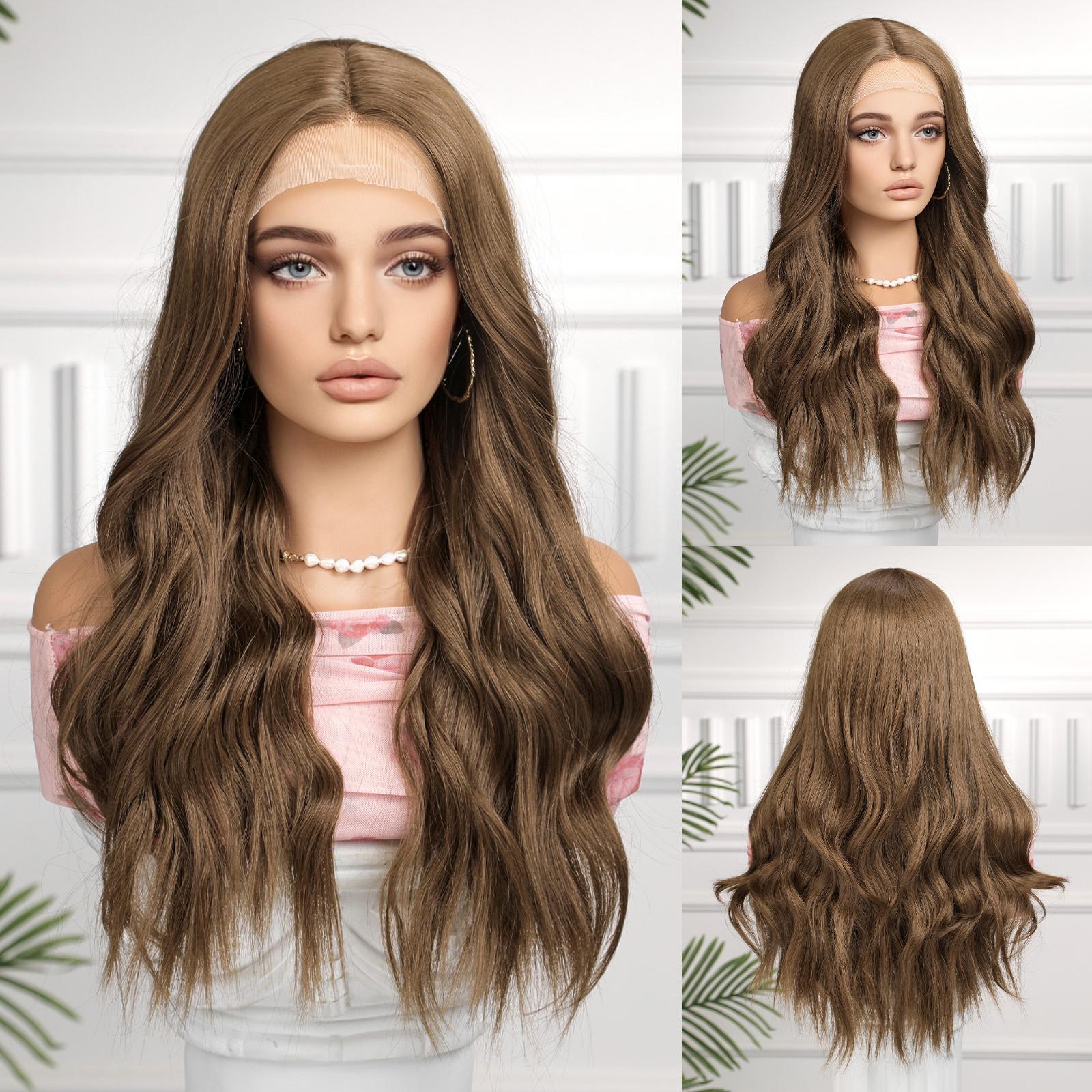 

BLONDE UNICORN Темно-коричневые смешанные светлые Brwon средней длины волнистые синтетические кружевные части волос парики для женщин термостойкие ежедневное использование