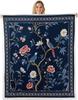 GUOYU Blanket Japanese Style Fleece Blanket Mount Fuji Warm Plush Sherpa Blanket Ocean Great Waves Art Fuzzy Plush Throw Black Golden Glitter