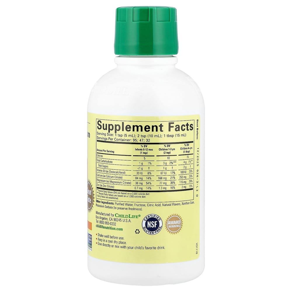 ChildLife Magnesium Infused Liquid Calcium, Orange Flavor, 474ml (16 fl oz)