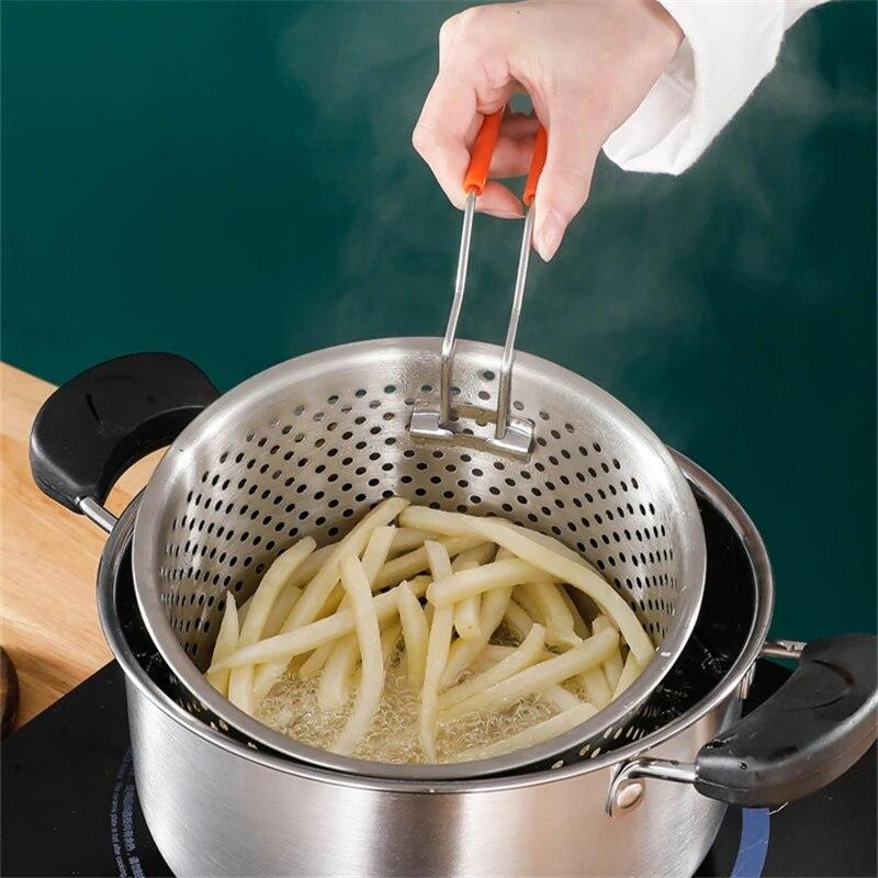 18/20 cm Pommes Frites Korb Ölfilter Edelstahl Reis Dampfer Gemüse Obst Abflusskörbe Sieb Küche Kochutensilien