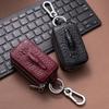 Genuine Leather Double Layer Car Key Case Crocodile Print Zipper Holder Keychain Organizer For Men Women Key Wallet Accessories