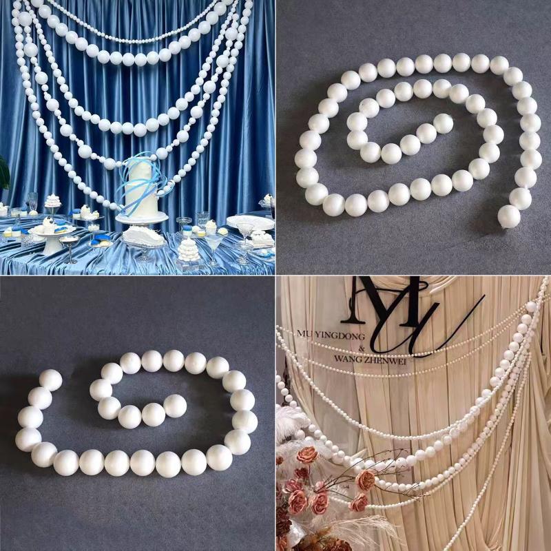 Large Faux Pearl Garland for Wedding Backdrop DIY Elegant Beaded Wall Hanging with Crystal Ball Pendants Boho Wedding Arch Decor