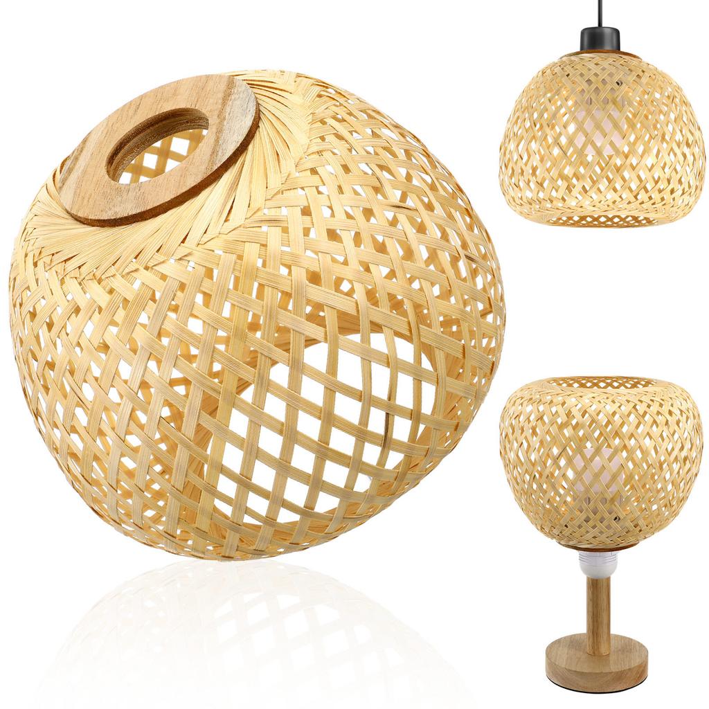Woven Bamboo Lamp Shade 10cm 4cm Hole Lampshade Rustic Decorative Bamboo Lamp Cover For Table Lamp Chandelier Pendant Light