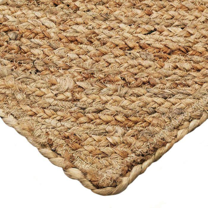 Tapis salon en jute tressé main motif rond naturel 300x400