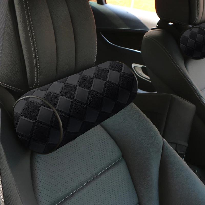 Car Seat Neck Pillow Headrest Memory Foam Leather Breathable Cylindrical Support Drive Pillows Office Chair Cervical Protection