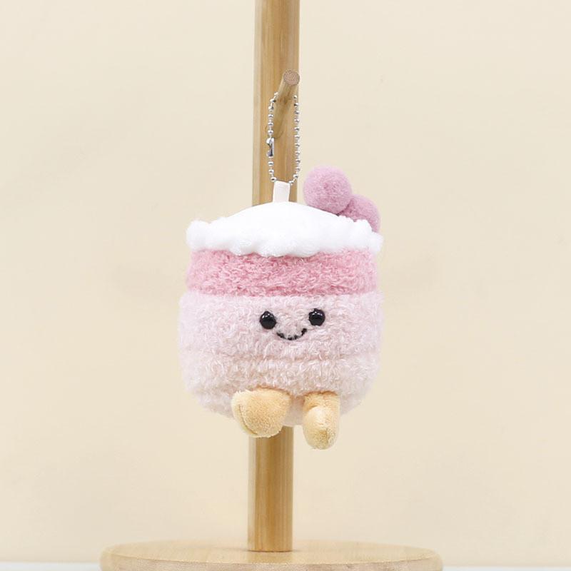 Plush Red Cake Keyring Pp Cotton Fill Soft Toy For Kids Birthday Gift Idea