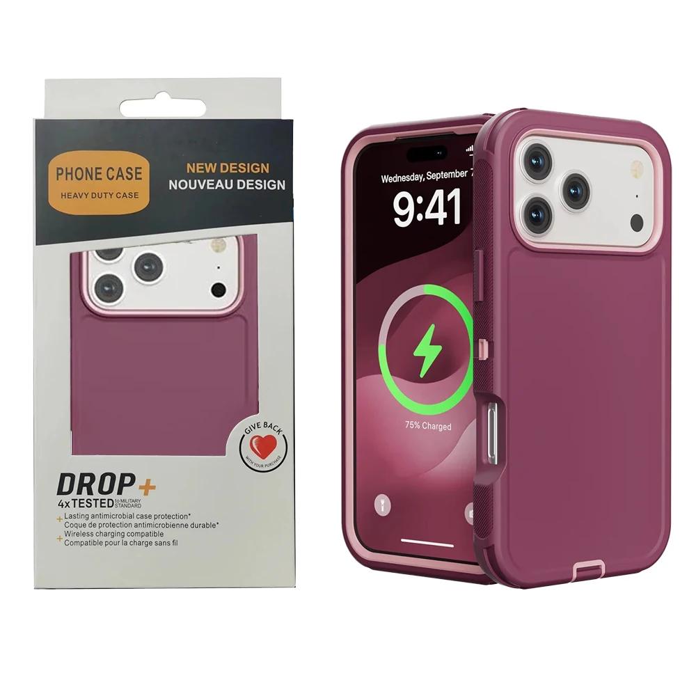 Heavy Duty Rugged Military Grade Phone Case for IPhone 17Pro Max 16 15 14 13 12 Defender Armor Ott Box Anti-Drop Protect Cover