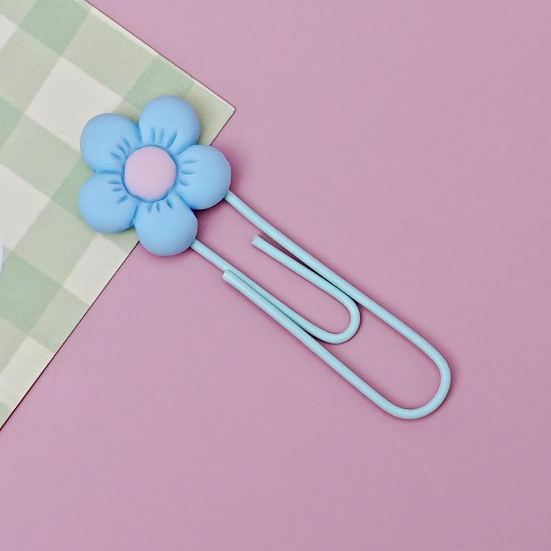Ins-Style Cute Anime Flower Bookmark - PVC Paper Clip for Office Stationery