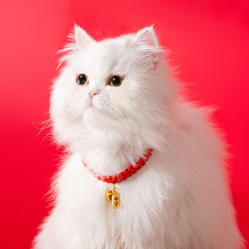 Cat New Year's Collar Festive Red Rope Puppy Dog Long Life Safety Lock Lucky Bell Decorative Cat Pet Neck Ring