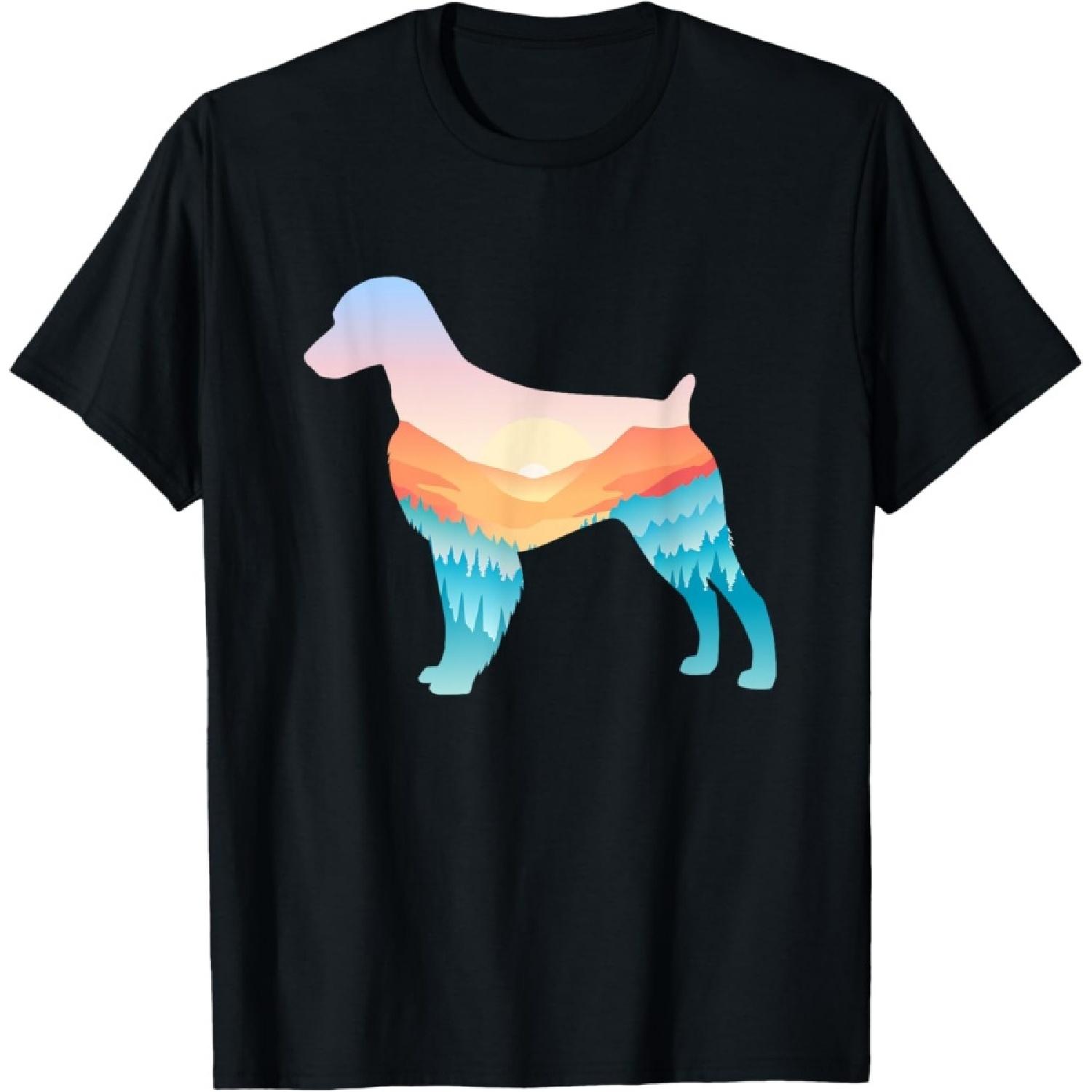 Brittany Nature Hiking Dog Sunrise Adventure T-Shirt S чёрный