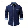 Camicia da uomo a blocchi di colore, vestibilità slim, manica lunga, traspirante, per il lavoro