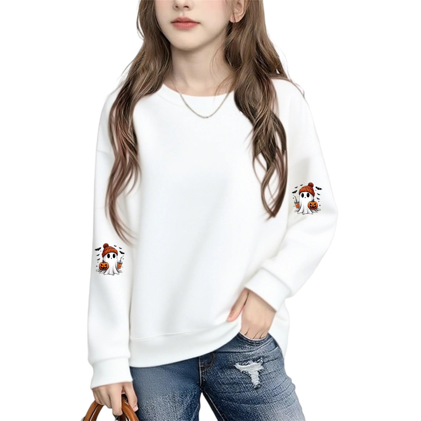 

Детские модные повседневные универсальные повседневные толстовки с круглым вырезом для мальчиков и девочек, повседневные лоскутные топы с длинными рукавами, свитшоты 160 белый