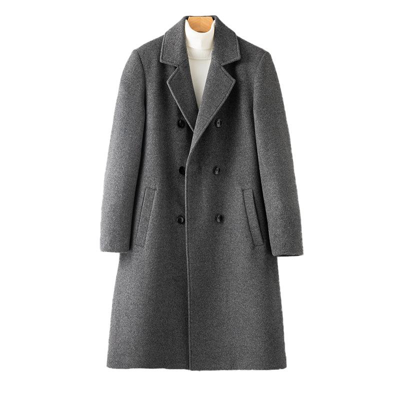 

100% шерстяное пальто мужское с пуховой подкладкой шерстяное пальто с подкладкой на плечах без кашемира тренчкот L серый