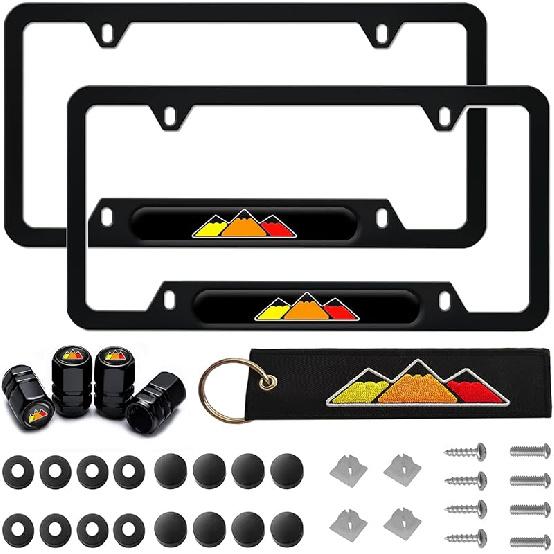 Tri-Color 3 Color Aluminum License Plate Frame Cover Holder Compatible With Toyota Vehicle Truck Trailer SUV. (White Gray-02)