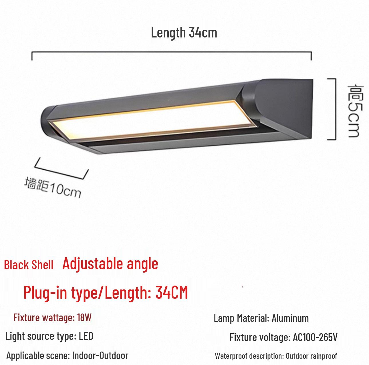 

Обертовий Зовнішній Водонепроникний Настінний Світильник у Вигляді Довгої Смуги для Подвір я та Магазинної Вивіски Neutral Light