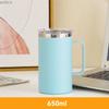 304 Stainless Steel Coffee Cup Mug 650ml Double Layer Anti Scalding Insulated Water Bottle With Lid Milk Cup Tea Cup With Handle