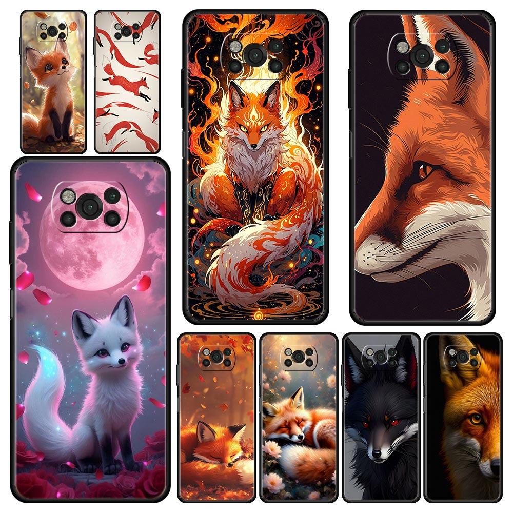 Red Fox Phone Case Cover for Xiaomi Poco F7 Ultra F6 F5 F4 F3 X6 X5 X4 X3 NFC C51 C55 M4 GT 5G Soft TPU Shell Fundas Capas Bags