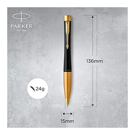 PARKER Urban Ballpoint Pen, Matte Black GT, Medium Point, Oil-Based Ink, Gift Boxed, Authentic Product S0735820