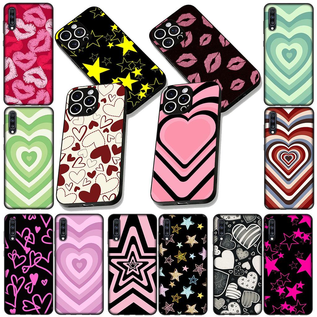 Cover for Samsung Galaxy S22 S21 S20 FE Ultra Plus A35 A36 A55 A37 A33 A34 A57 Coque Phone Case Pink Star Dark Red Heart Love