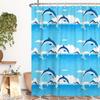Dolphin Print Cartoon Shower Curtain Ocean-Themed Bathroom Curtain Cute Wind Curtain For Kid Room Bathroom Polyester With Hooks