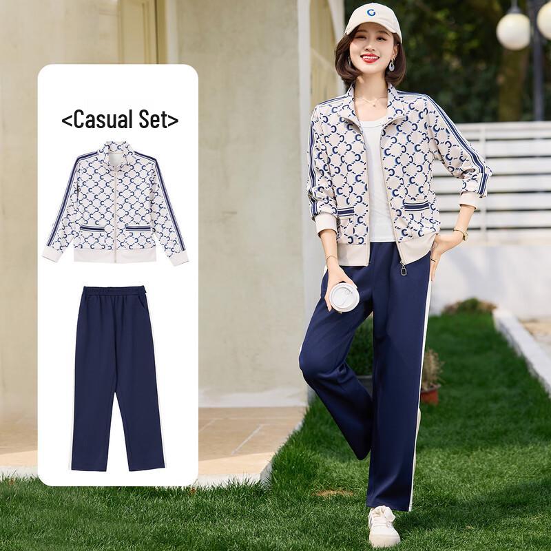 

Женский спортивный комплект куртки-бомбера для среднего возраста на осень/зиму 5XL