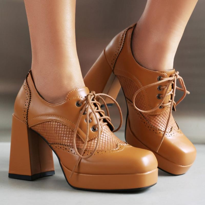 Sexy Women's Pumps Loafers Shoes Platform Fashion Lace-up Black Red High Heels Classic Western Party Office Shoes Woman Comfort
