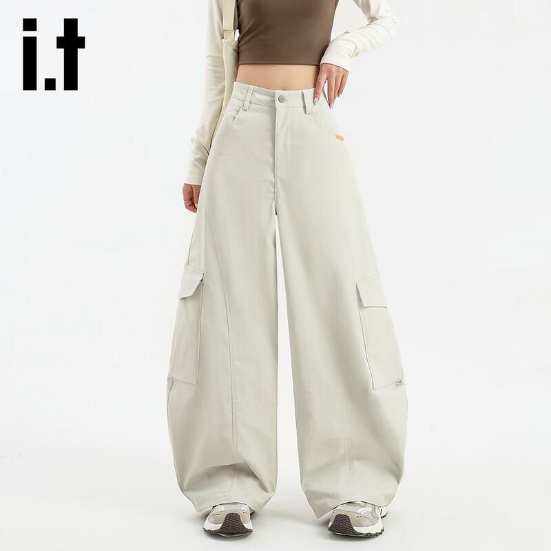 izzueit Women's High-Waist Loose Fit Multi-Pocket Cargo Pants