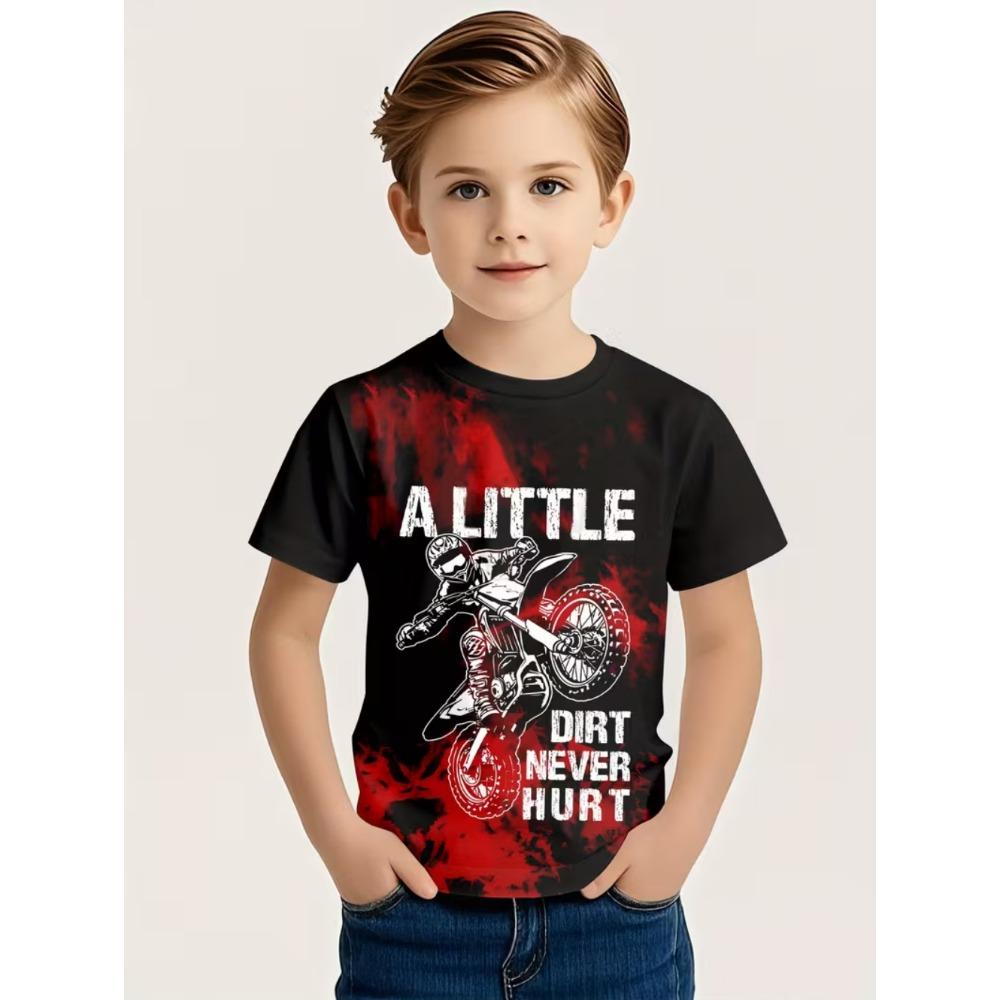 Motorcycle Rider Boys T-Shirt 3D Printed T-Shirt for Boy Short Sleeve Tee Top Baby Child Summer Trendy Street Children Top