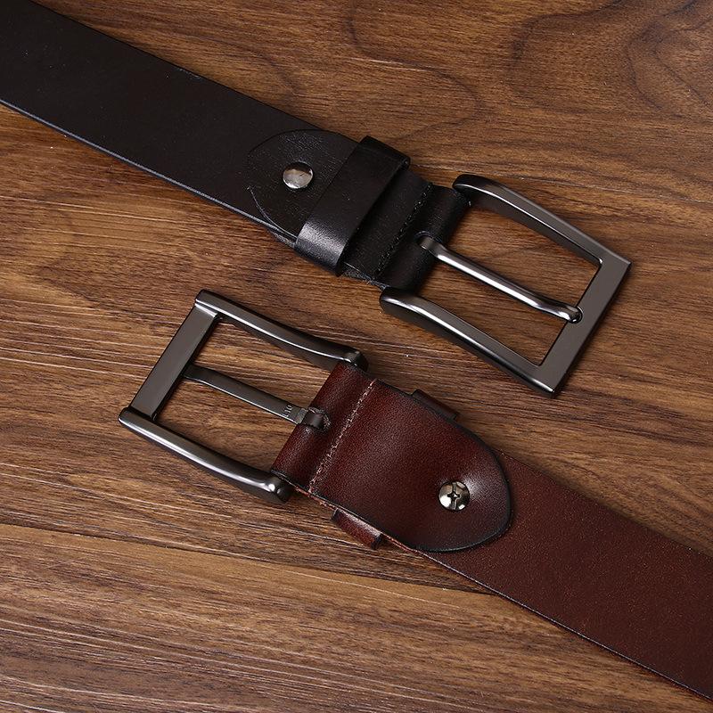Hip Hop Personality Niche Street Machine Head Belt Men'S Genuine Leather First Layer Cowhide Punk Style Rivet Jeans Belt Men