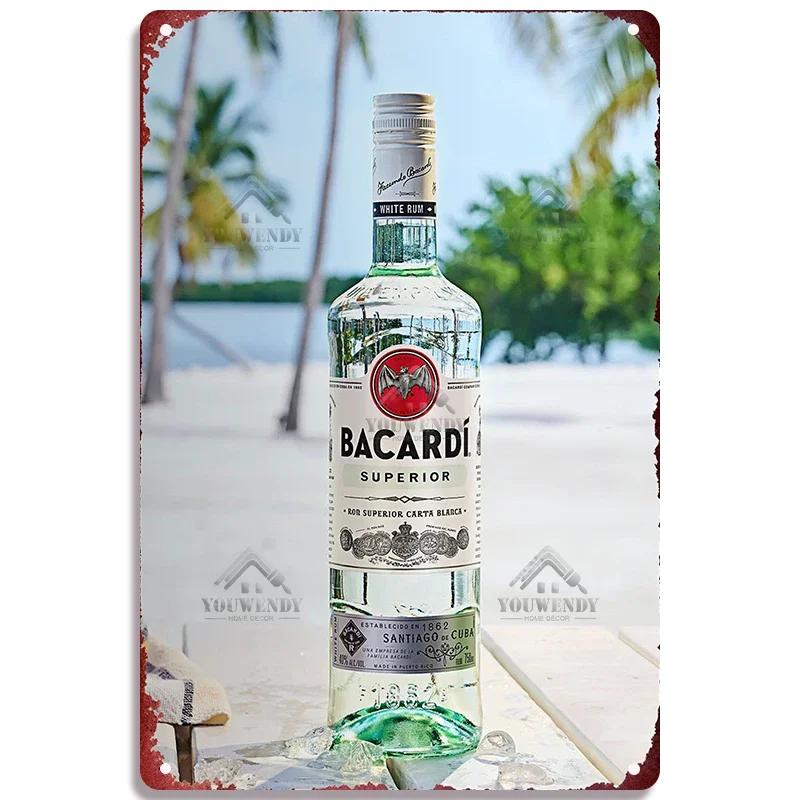 Retro Bacardi Metal Sign, Tin Sign, Rum Brand Plaque, Vintage Plates, Wall Decor, Poster, Bar, Man Cave, Shabby Chic Decorati