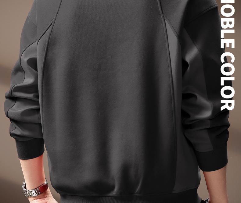 High-End American Retro Heavyweight Half-High Collar Men's Hoodie - Autumn Loose Henley Style