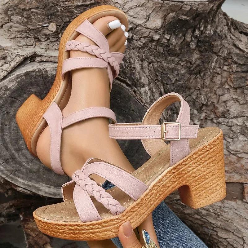 Fashion 2025 Summer New Style Women's Fish Mouth High Heels Plus Size Korean Version Polyester Lining Casual Shoes Wholesale