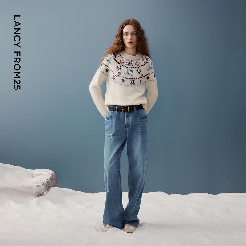 Langzi Ski Series Cotton Straight-Leg Wide-Leg Jeans