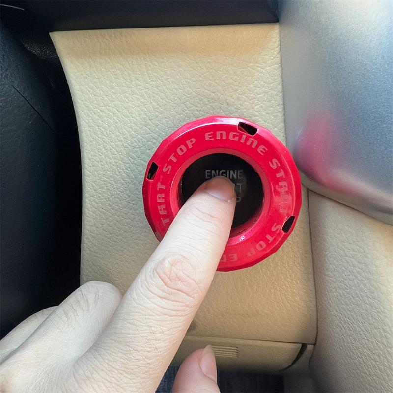 1 STK Auto Innenraum DIY Zubehör Personalisiert Modifiziertes Auto Ein-Knopf Startknopf Zündschalter Drehbarer Schutzdeckel