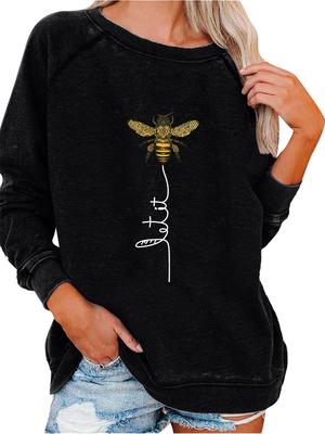 Women's Pullover Sweatshirt Oversized Sweatshirt Women's Spring/Fall Fashion Bee Print Top