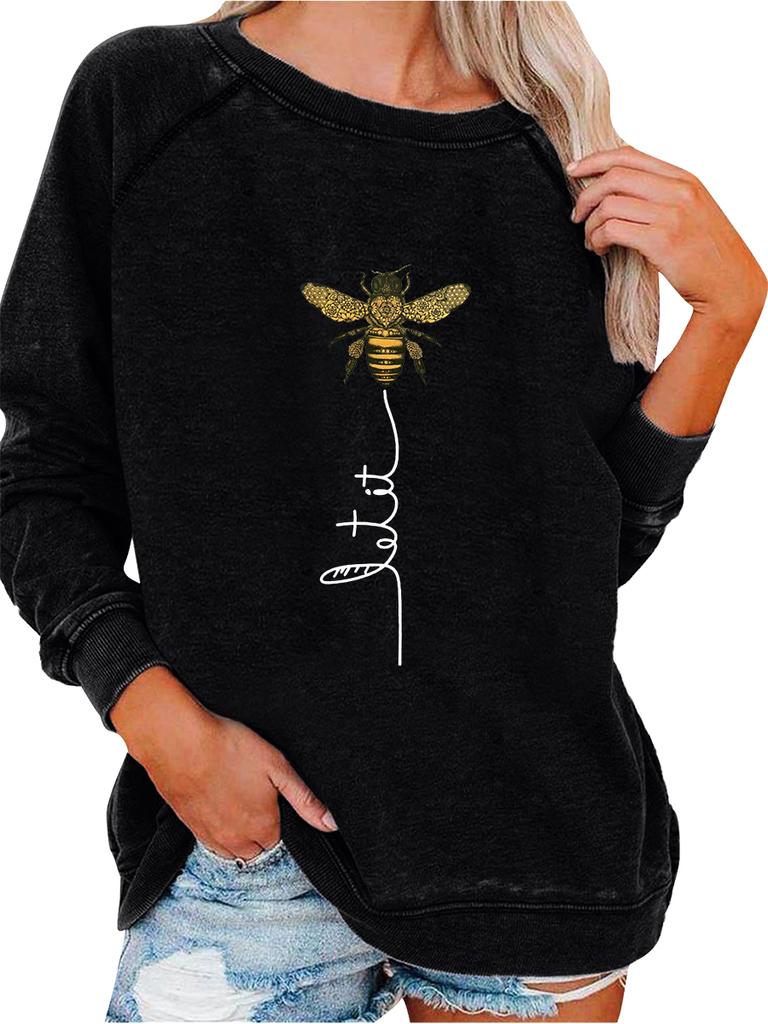 Women's Pullover Sweatshirt Oversized Sweatshirt Women's Spring/Fall Fashion Bee Print Top